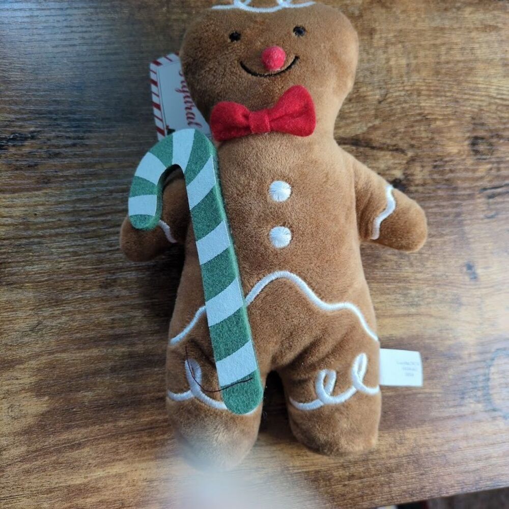 Gingerbread Man Small Plush 8” Lucky Star W Candy Cane